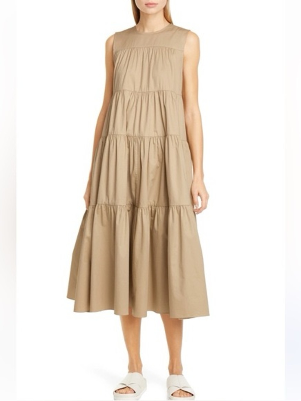 CO Collection Sleeveless Cotton Tiered Dress Sz S